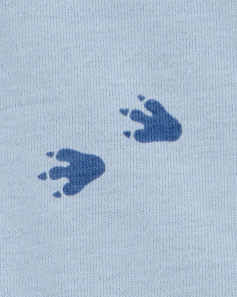 Baby 2-Piece Dinosaur Footprint Bodysuit & Short Set - Blue/Brown