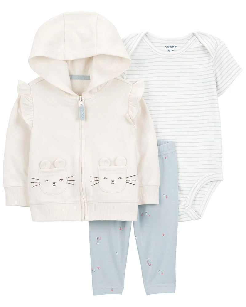 Baby 3-Piece Cardigan, Bodysuit & Pants Set