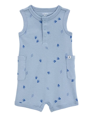 Baby Dinosaur Cotton Romper - Blue