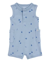 Baby Dinosaur Cotton Romper - Blue