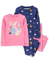 4-Piece Space Print 100% Snug Fit Cotton Pyjamas