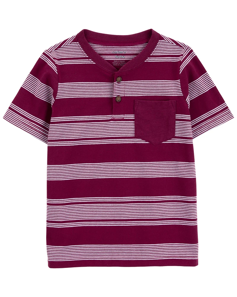 Toddler Striped Pocket Henley Tee