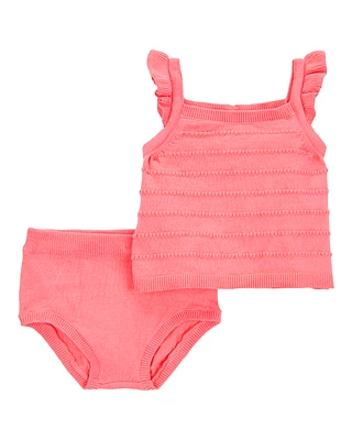 Baby 2-Piece Sweater Knit Tank & Diaper Cover Set