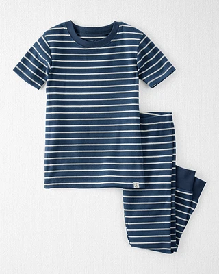 Toddler Organic Cotton Pyjama Set Stripes-Blue