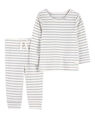 Baby 2-Piece Striped Pant Set - Blue/Ivory