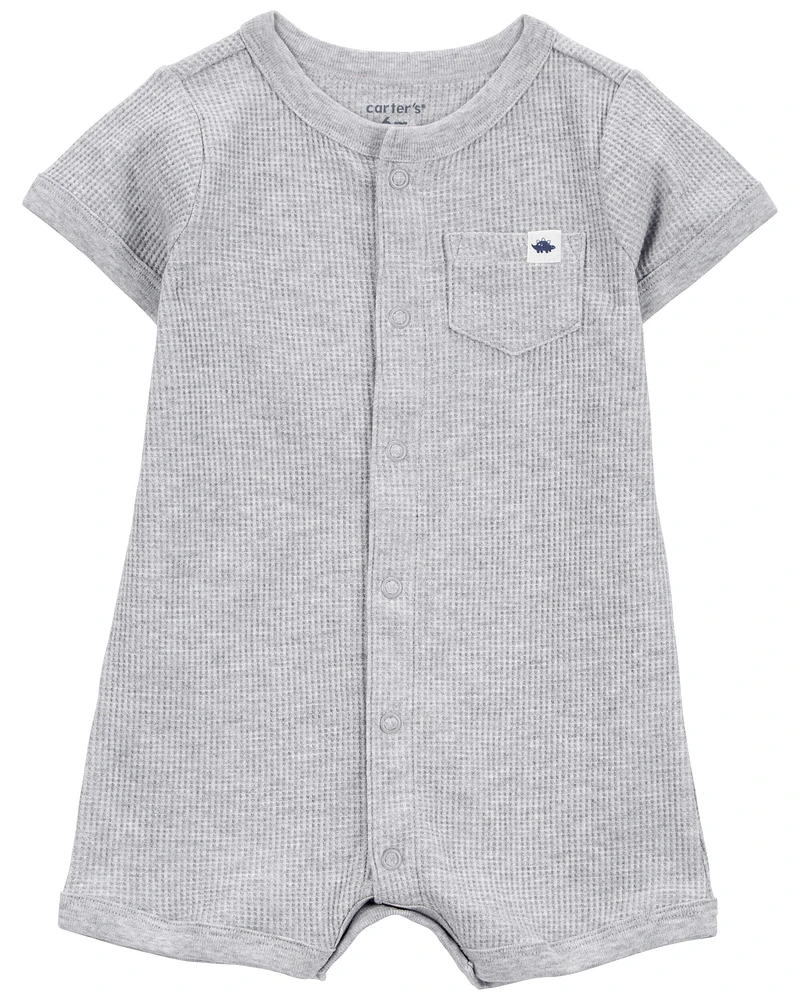 Baby Thermal Short-Sleeve Romper - Gray