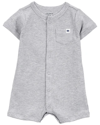 Baby Thermal Short-Sleeve Romper - Gray