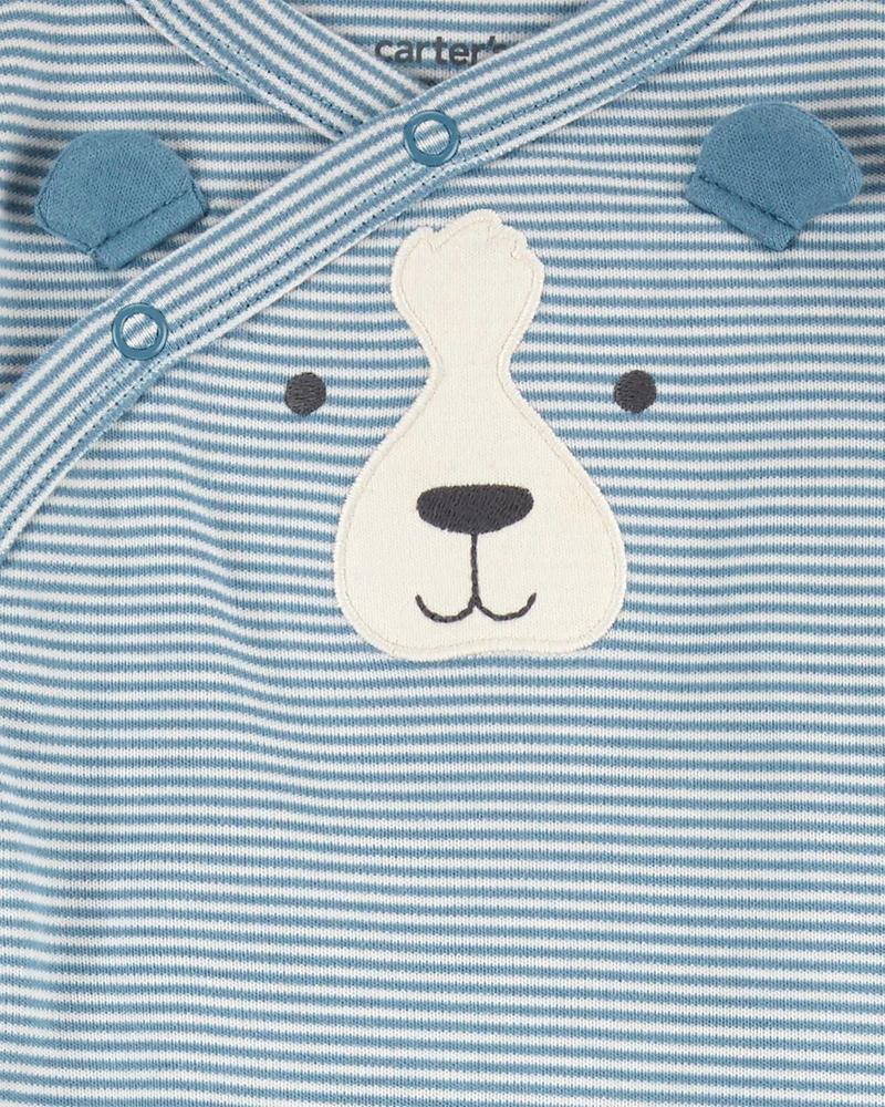 Striped Dog Side-Snap Cotton Sleeper Pyjamas