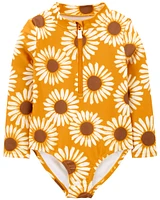 Toddler Sunflower 1-Piece Half-Zip Rashguard