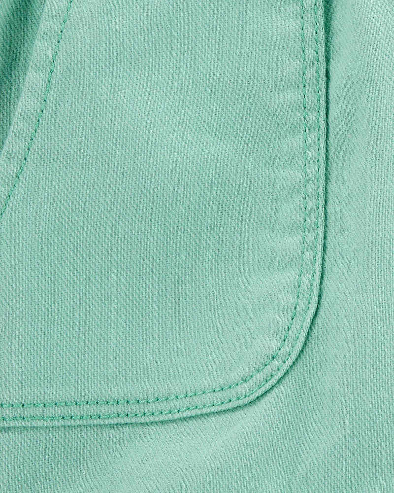 Baby Pull-On Twill Shorts - Turquoise