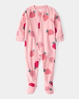Toddler 1-Piece Strawberry Fleece Footie Pyjamas