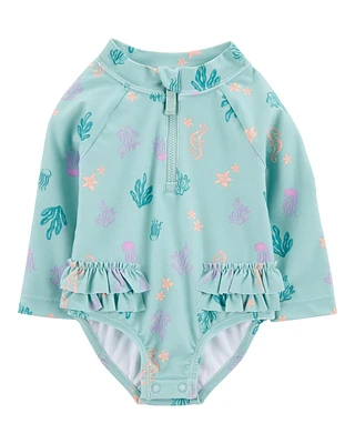 Baby 1-Piece Coral Print Rashguard