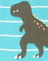Toddler 1-Piece Striped Dinosaur 100% Snug Fit Cotton Footie Pyjamas