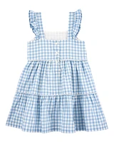 Toddler Gingham Short-Sleeve Dress - Blue