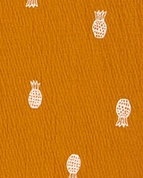 2-Piece Pineapple-Print Shirt & Canvas Shorts Set