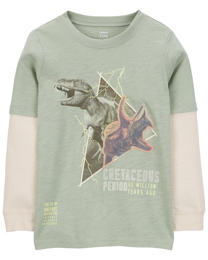 Dinosaur Cotton Blend Long-Sleeve Tee - Green