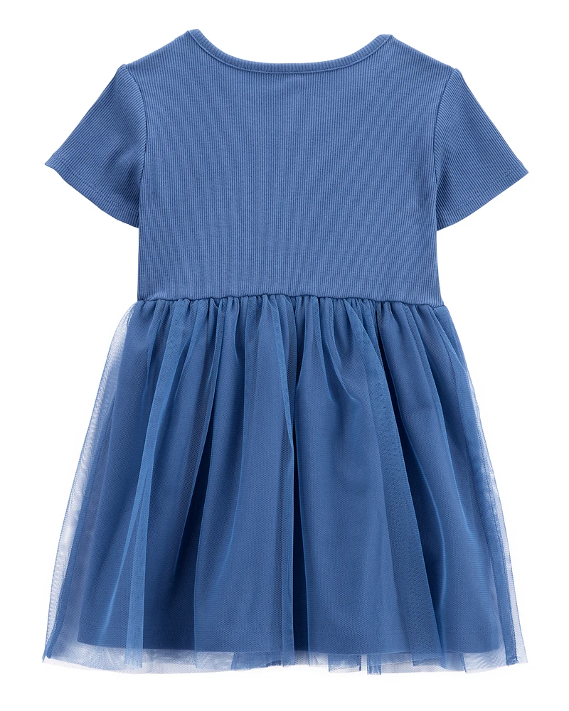 Toddler Solid Short-Sleeve Dress - Navy