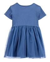Toddler Solid Short-Sleeve Dress - Navy