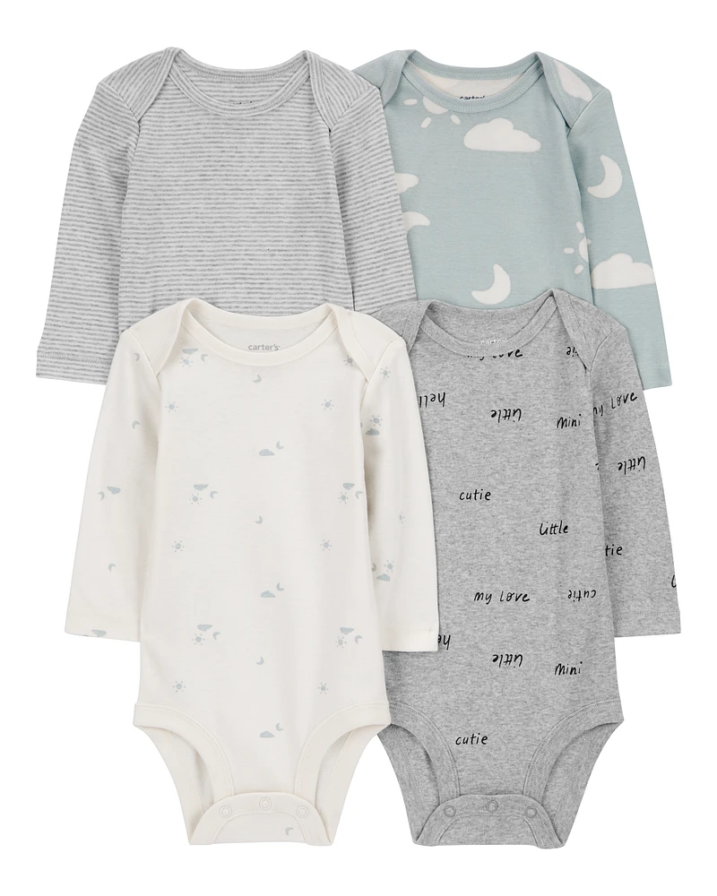 Baby 4-Pack Long-Sleeve Cloud Bodysuits