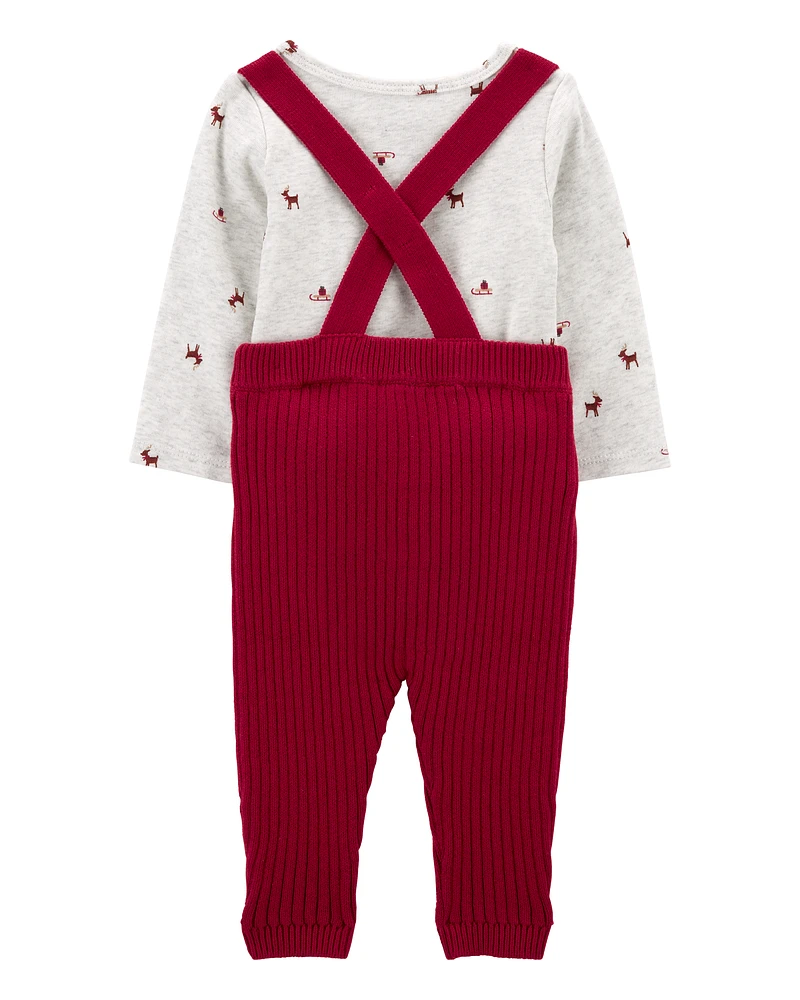 Baby 2-Piece Reindeer Bodysuit & Suspender Pant Set