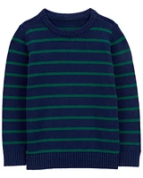 Kid Navy Green Striped Sweater