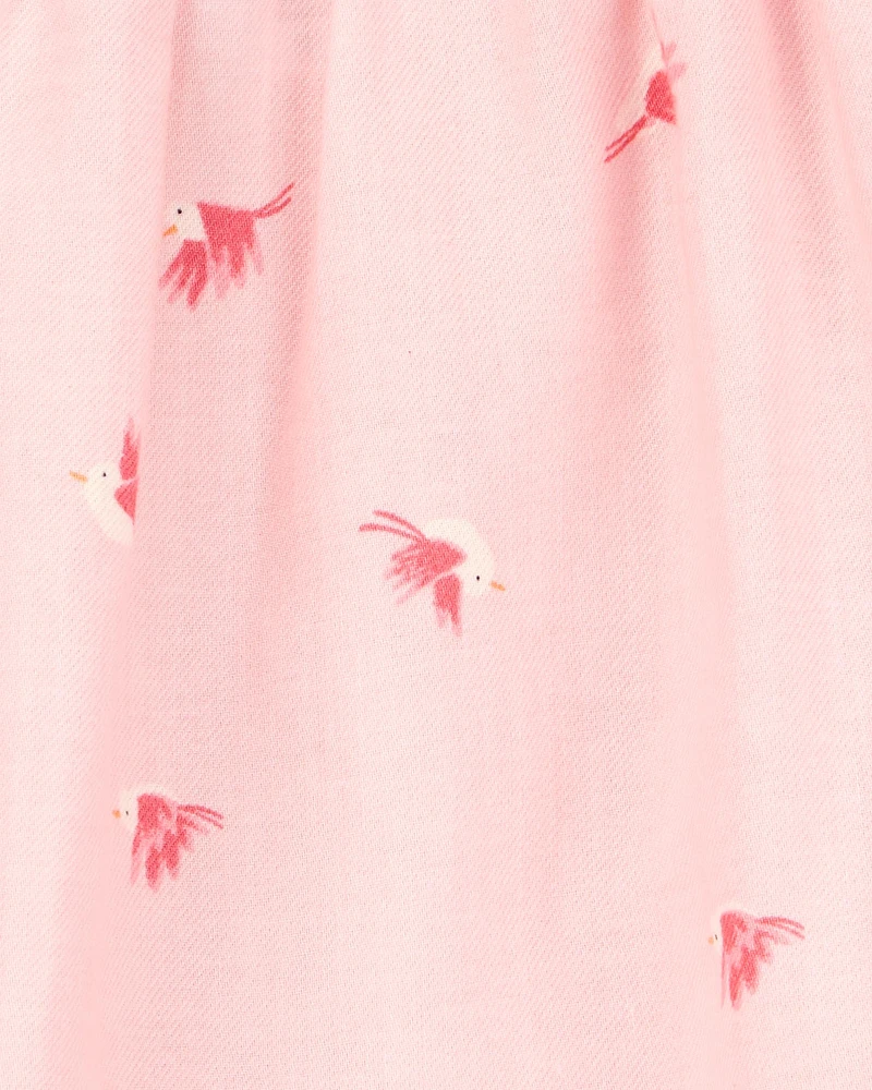 Baby Bird Print Tank Romper - Pink