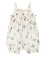 Baby Palm Tree Cotton Romper - Ivory