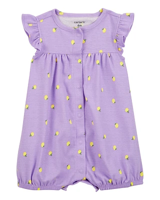 Baby Lemon Short-Sleeve Romper - Purple