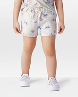 Toddler Butterfly Print Pull-On French Terry Shorts - Grey