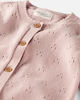 Baby Girl Organic Cotton Sweater Knit Pointelle Jumpsuit