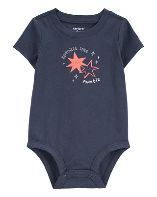 Baby Sparkle Like Auntie Short-Sleeve Bodysuit - Grey