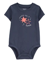 Baby Sparkle Like Auntie Short-Sleeve Bodysuit - Grey