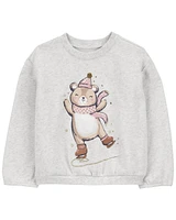 Ice Skating Bear Fleece Sweatshirt