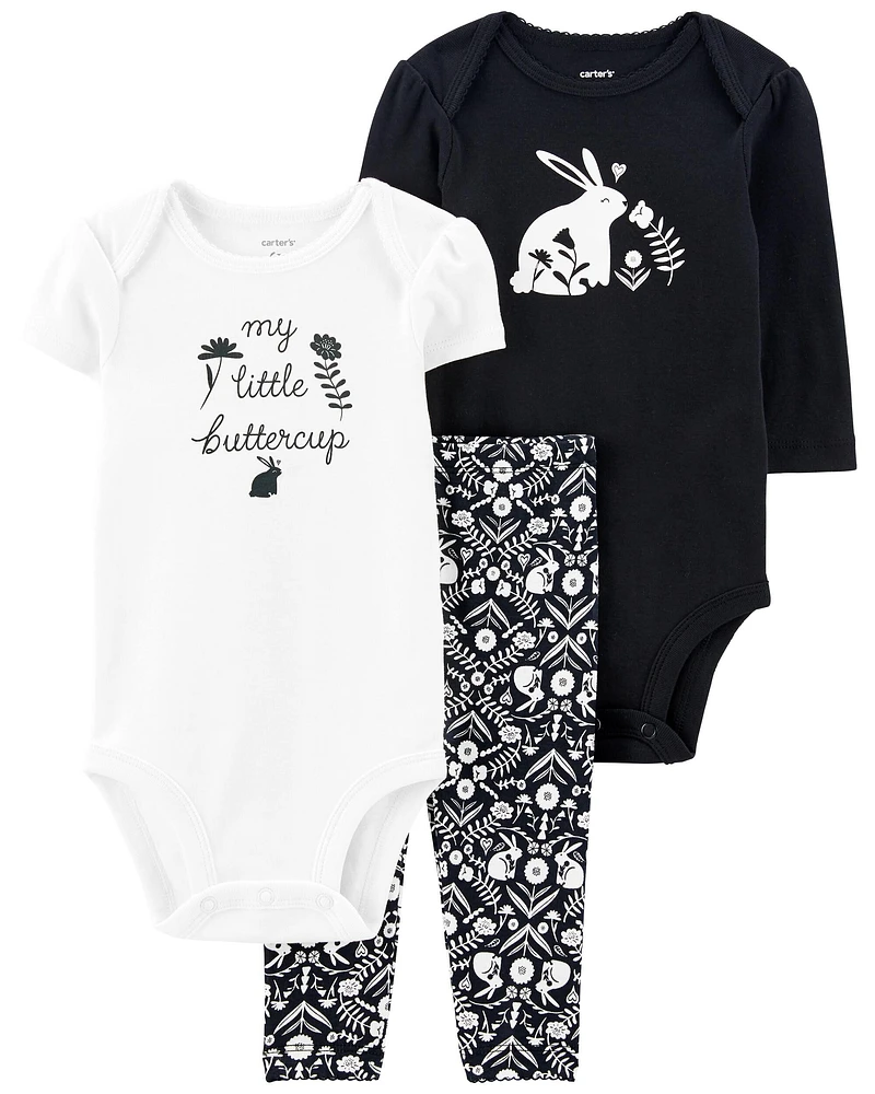 3-Piece Bunny Print Pant Set