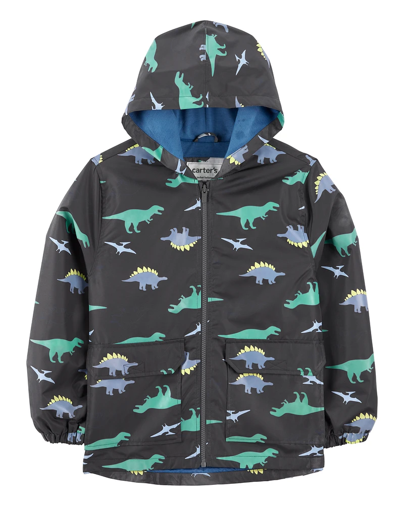 Dinosaur Colour Changing Rain Jacket - Grey