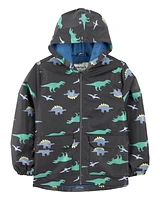 Dinosaur Colour Changing Rain Jacket - Grey