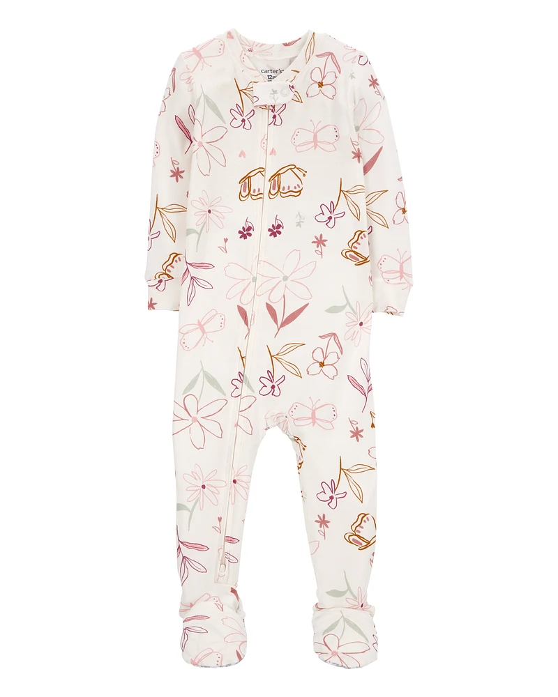 Baby Floral 1-Piece PurelySoft Footie Pyjamas