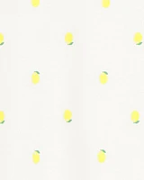 Kid Lemon Print Short-Sleeve Fashion Top - Ivory