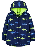 Kid Shark Print Rain Jacket