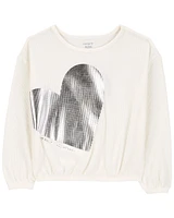 Toddler Metallic Heart Thermal Top