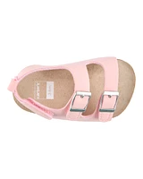 Baby Buckle Faux Cork Sandals - Pink