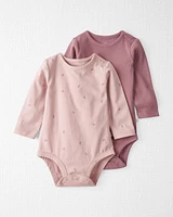 Baby 2-Pack Organic Cotton Rib Bodysuits Bows