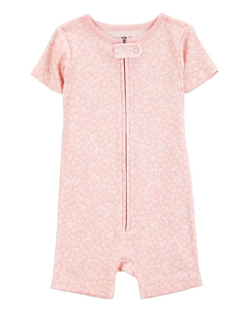 Toddler 1-Piece Floral 100% Snug Fit Cotton Romper PJs