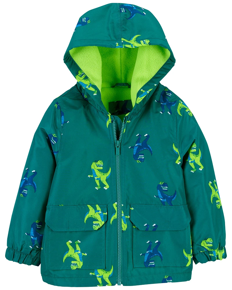 Baby Fleece Lined Dino Rain Jacket