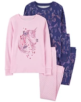 4-Piece Unicorn 100% Snug Fit Cotton Pyjamas