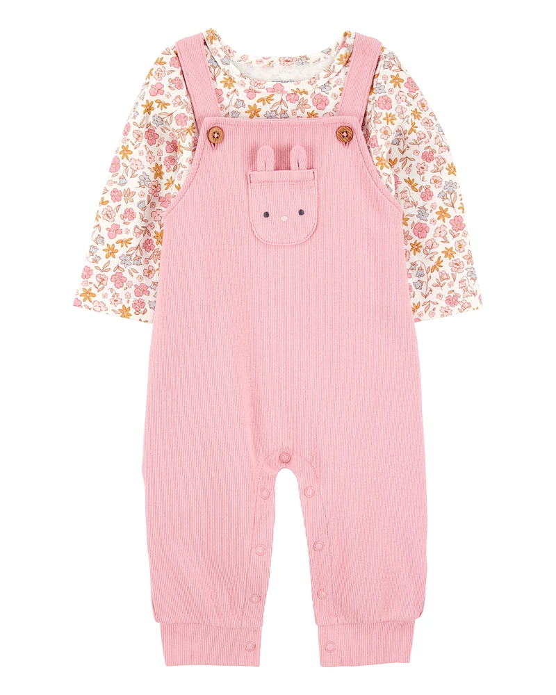 Baby 2-Piece Floral Long-Sleeve Tee & Coverall Set