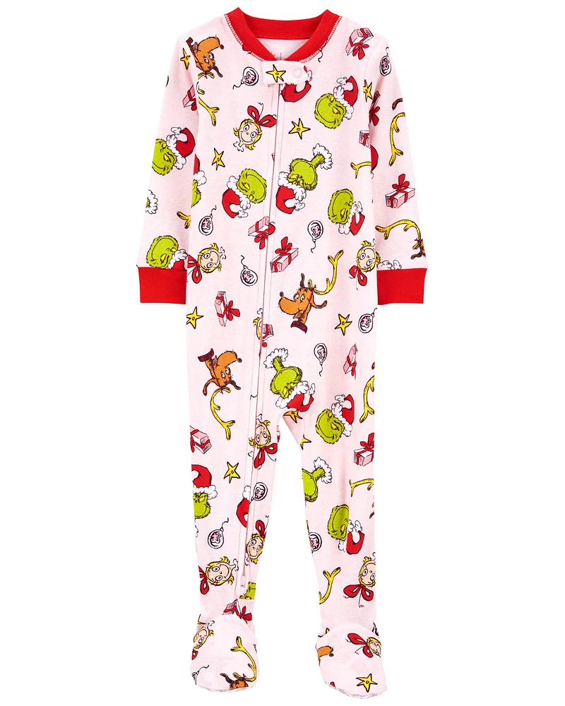 1-Piece Christmas Grinch 100% Cotton Footie Pyjamas