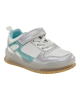 Toddler Light Up Metallic Sneakers - Silver/Aqua