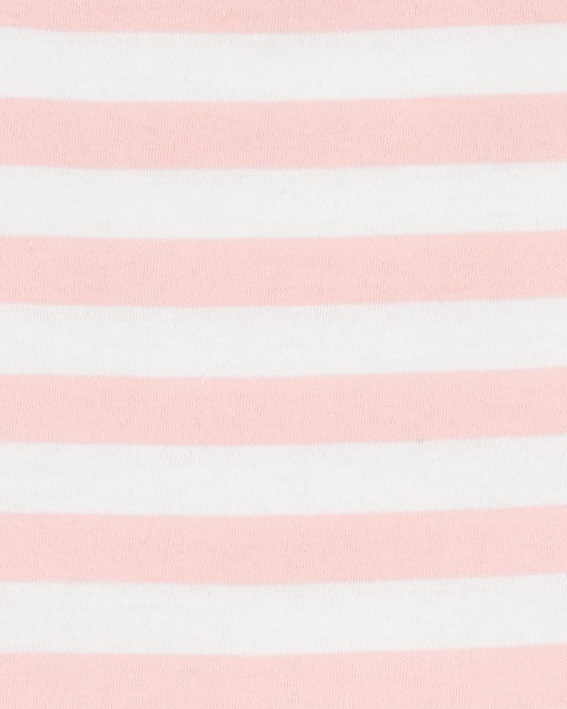 Kid Striped Short-Sleeve Dress-Pink