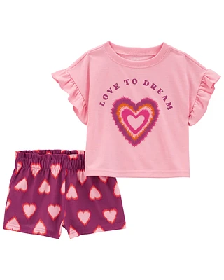 2-Piece Love To Dream Heart Loose Fit Pyjama Set